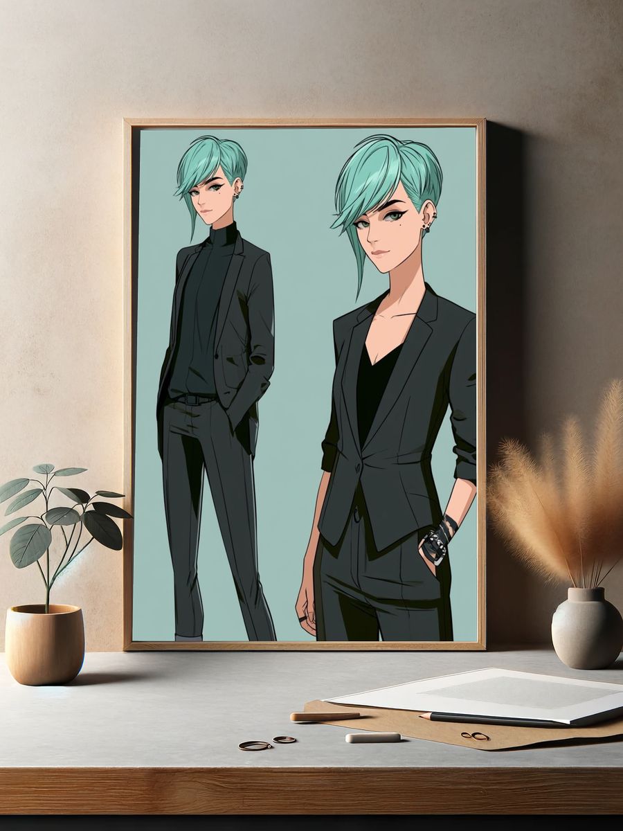 Mint-Haired Fashion Portrait Print. — room view 2