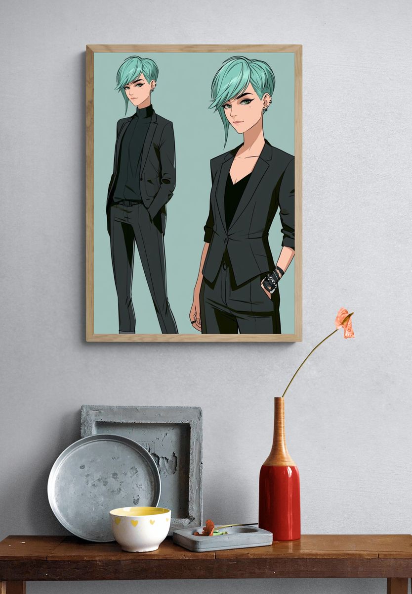 Mint-Haired Fashion Portrait Print. — room view 3