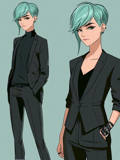 Mint-Haired Fashion Portrait Print. poster
