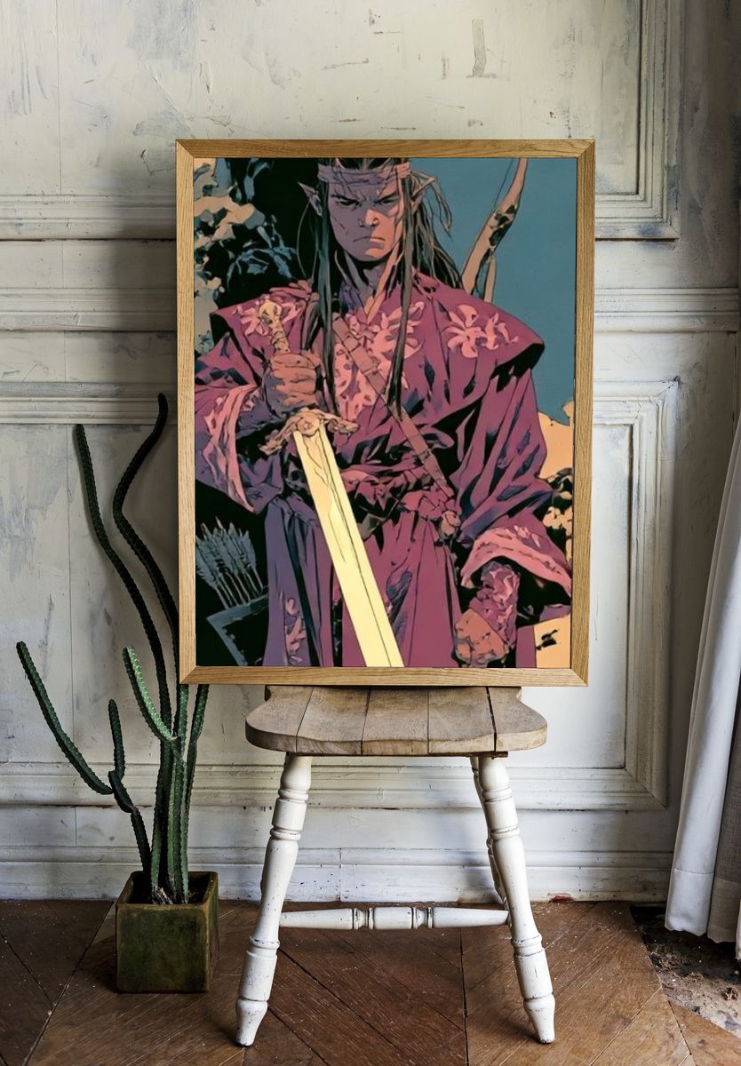 Elven Warrior Digital Art Poster. room preview