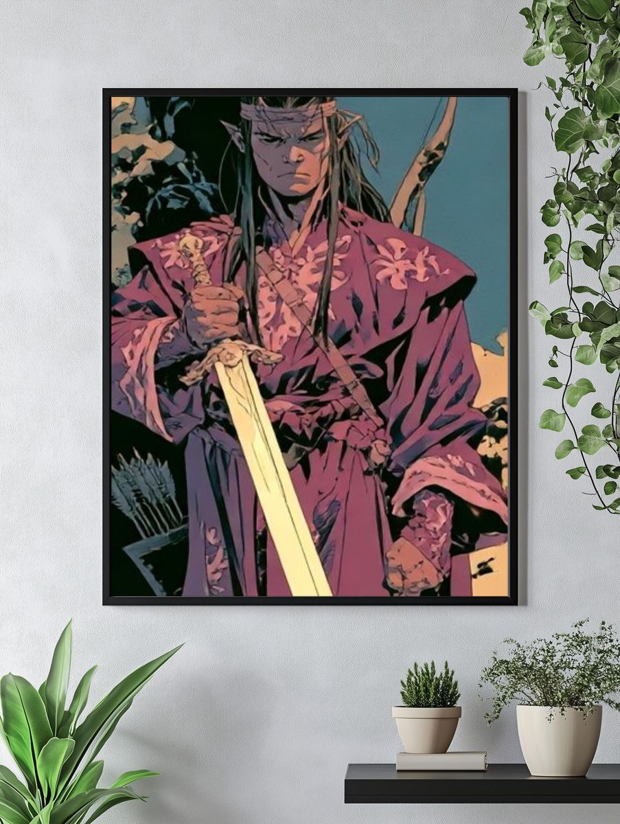 Elven Warrior Digital Art Poster. — room view 4