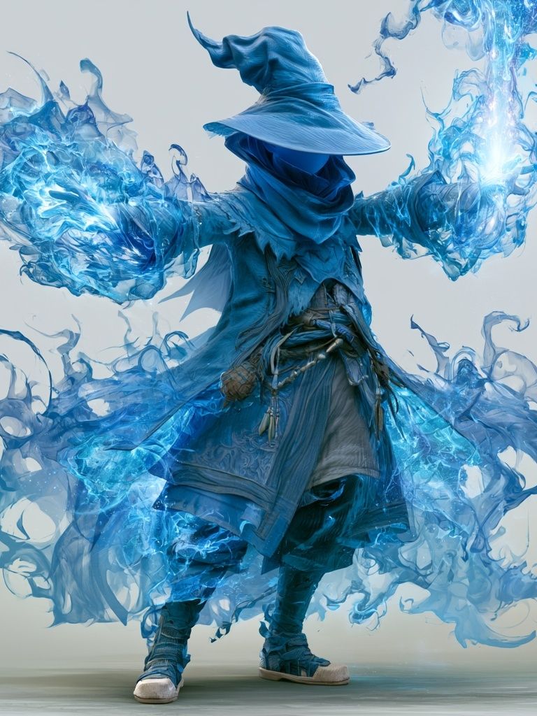 Blue Sorcerer Digital Art Print. poster — illustration art