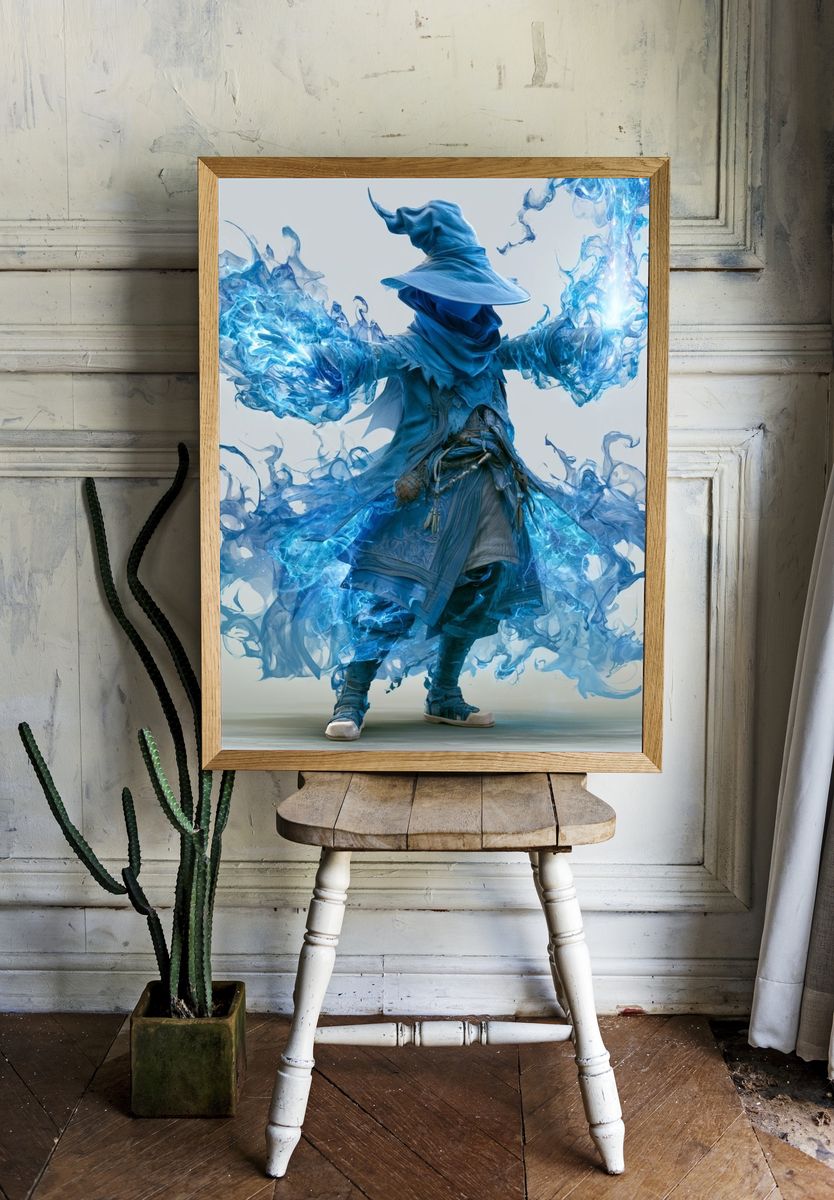 Blue Sorcerer Digital Art Print. — room view 1