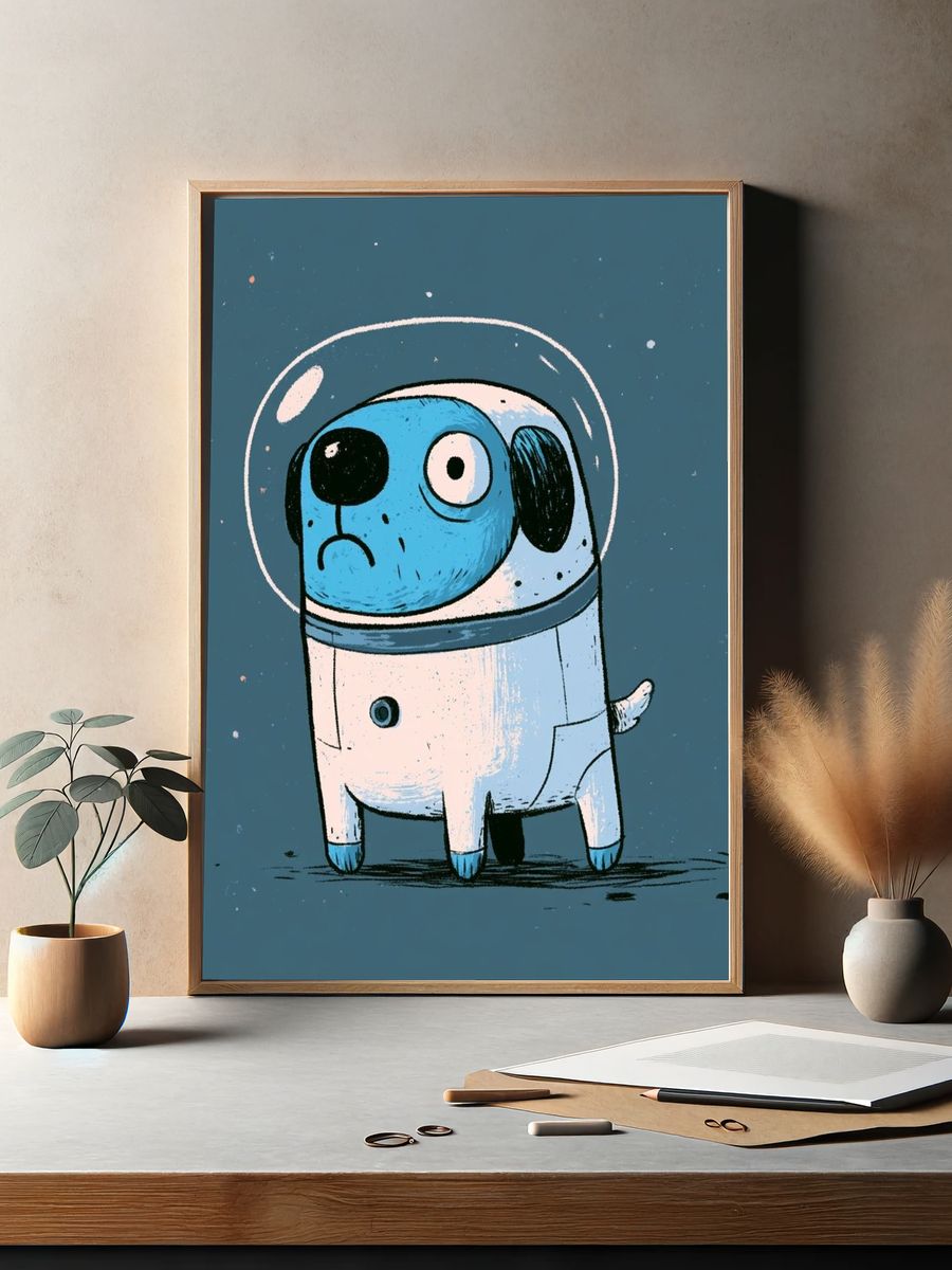 Astronaut Dog Illustration Poster. — room view 2