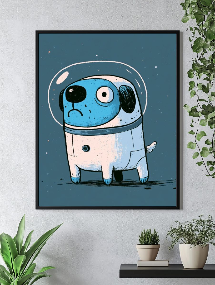 Astronaut Dog Illustration Poster. — room view 4