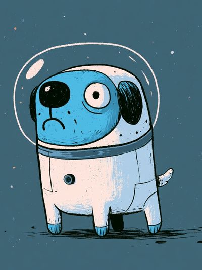 Astronaut Dog Illustration Poster. poster