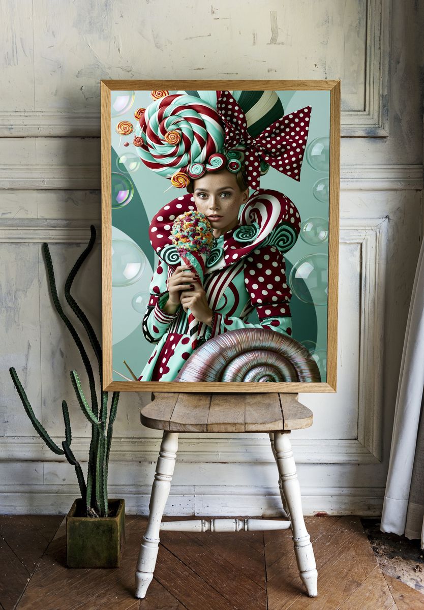 Candy Surreal Portrait Print. — room view 1