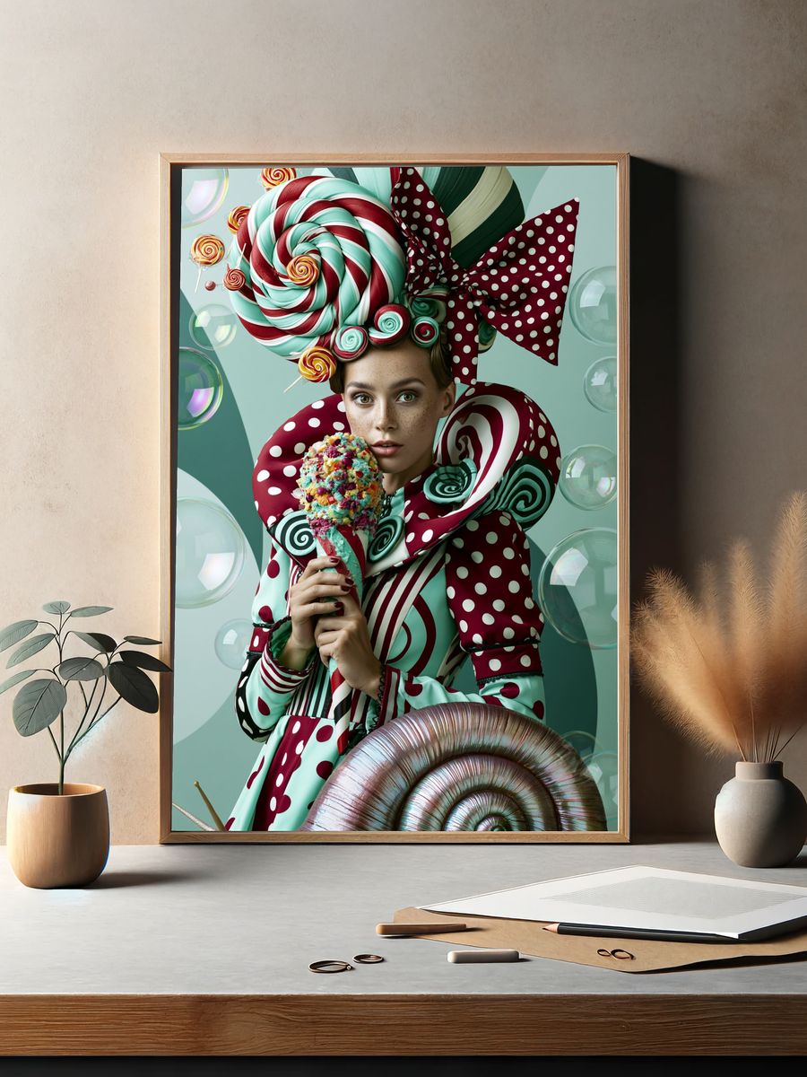 Candy Surreal Portrait Print. — room view 2