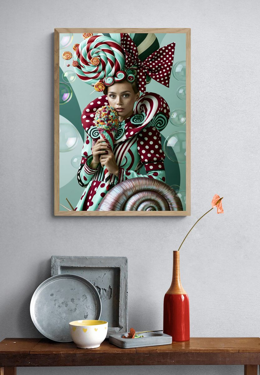 Candy Surreal Portrait Print. — room view 3