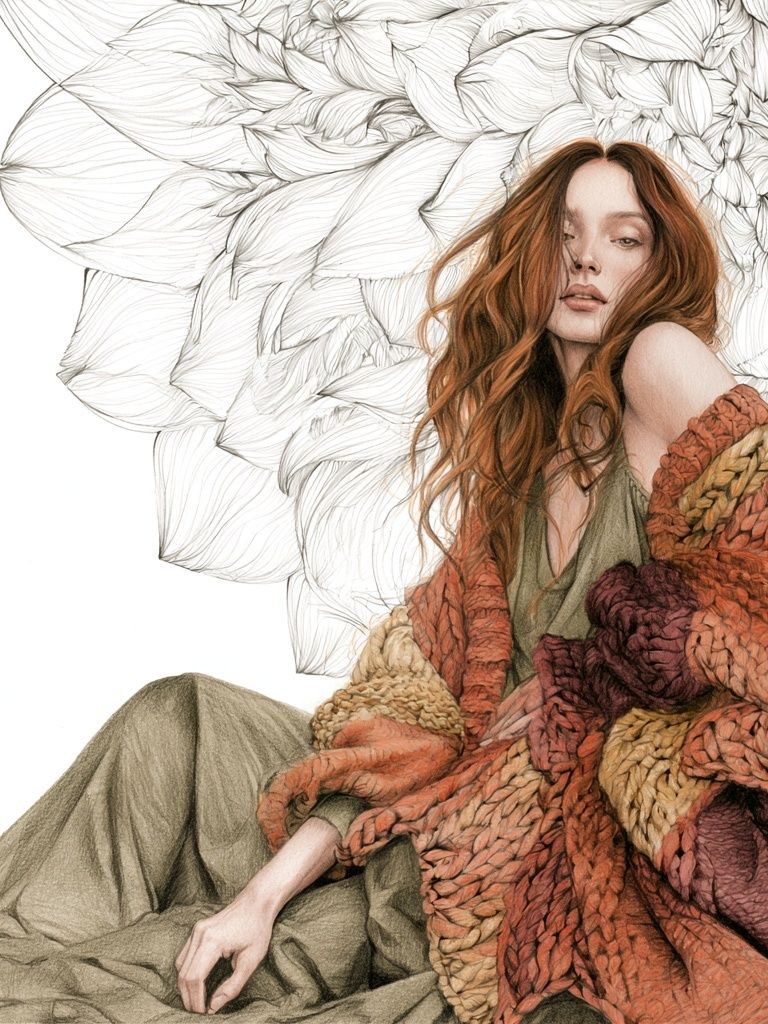 Textured Fashion Portrait Print. poster detail