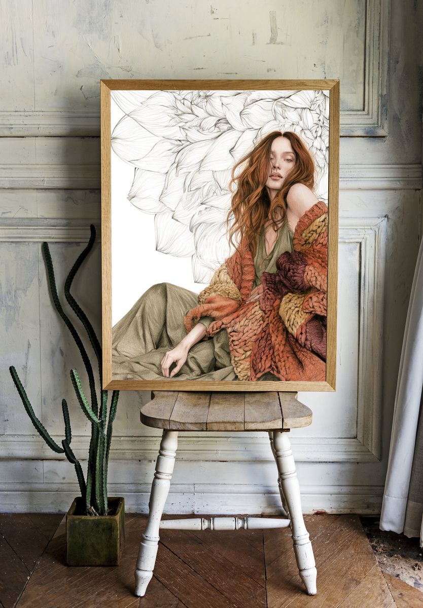 Textured Fashion Portrait Print. room preview