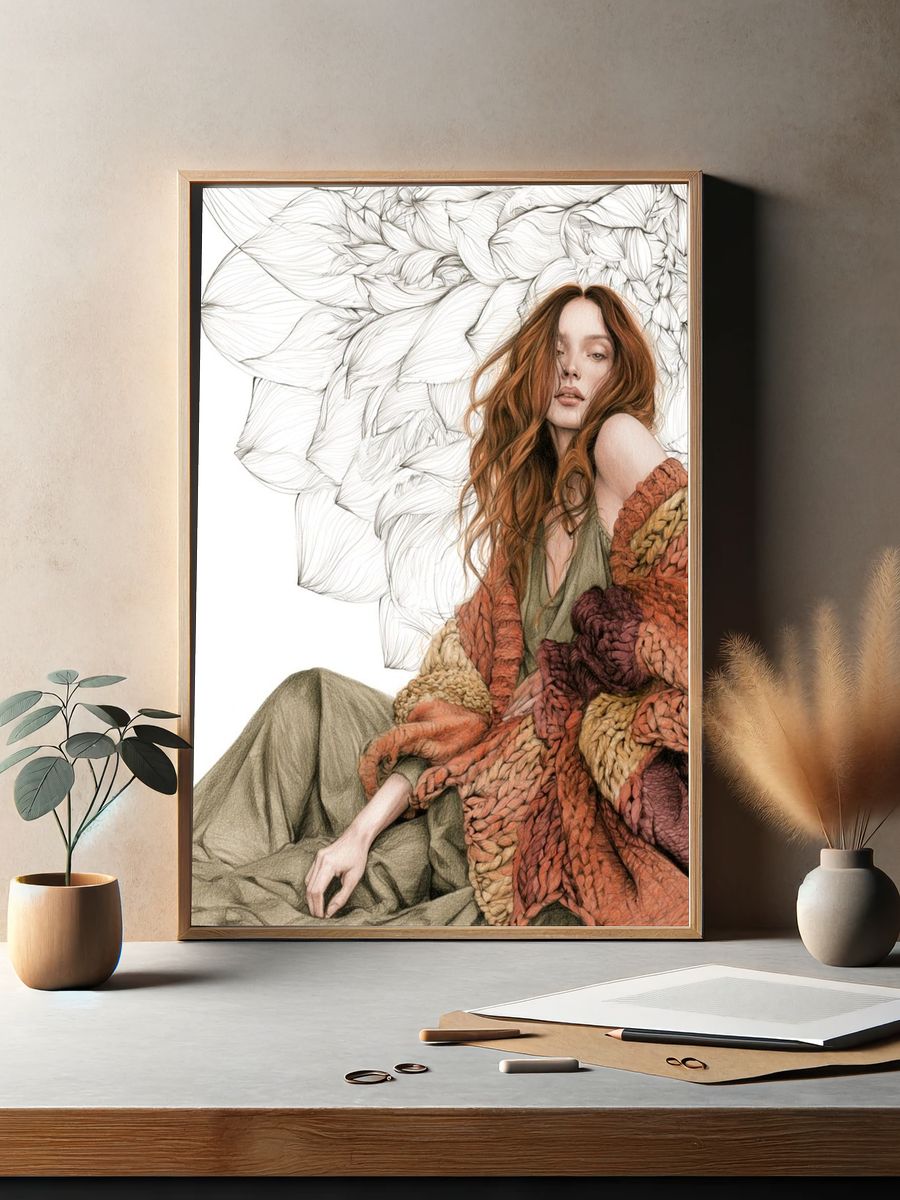 Textured Fashion Portrait Print. — room view 2