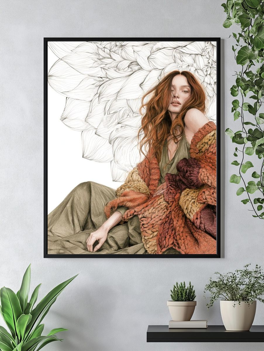 Textured Fashion Portrait Print. — room view 4