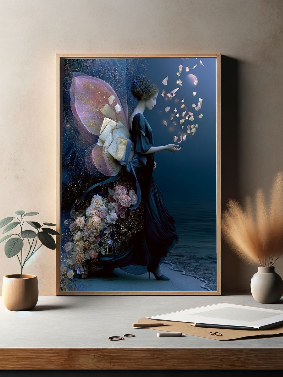 Moonlit Fairy Portrait Print. — room view 2