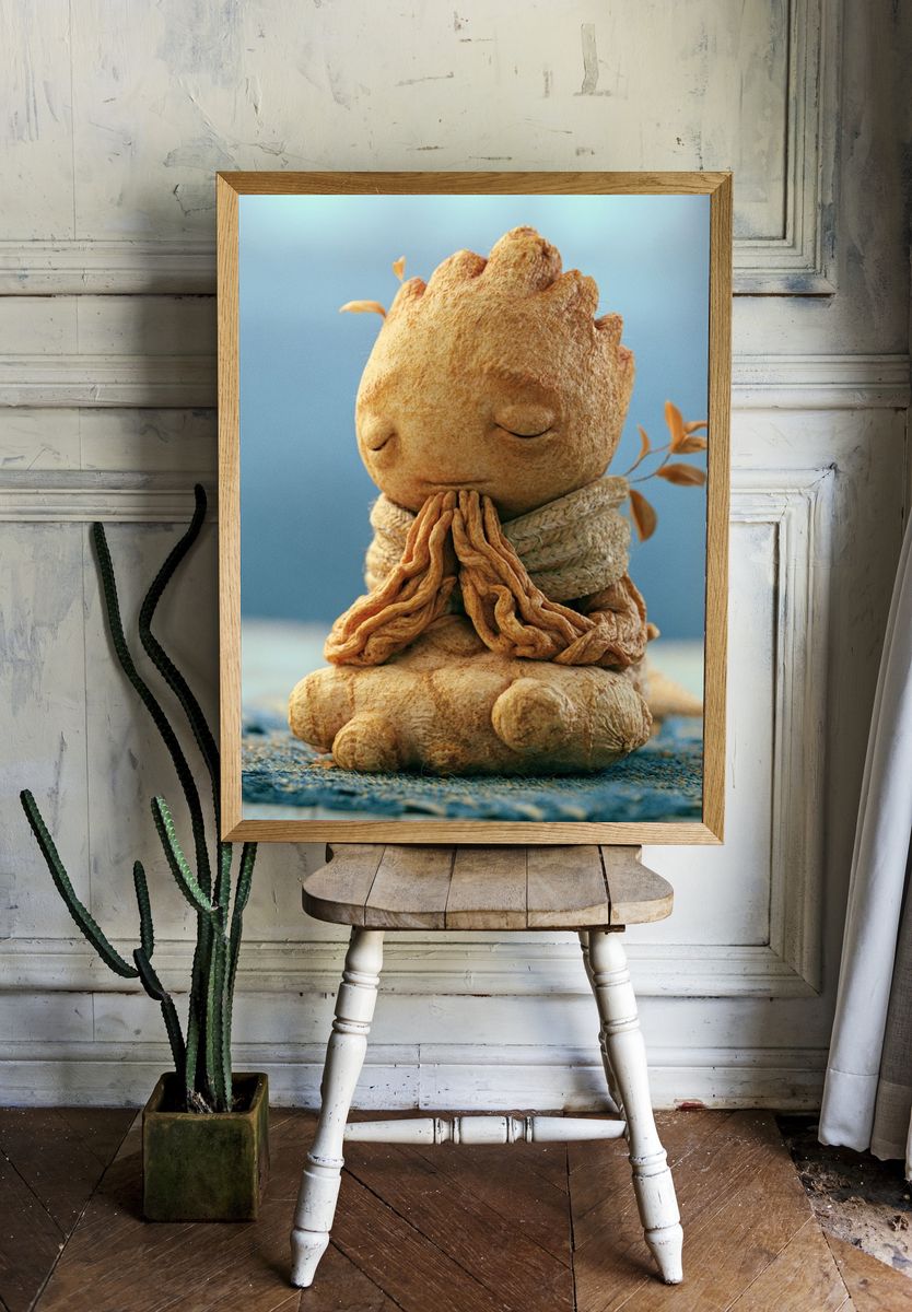 Meditating Root Spirit Illustration Poster. room preview
