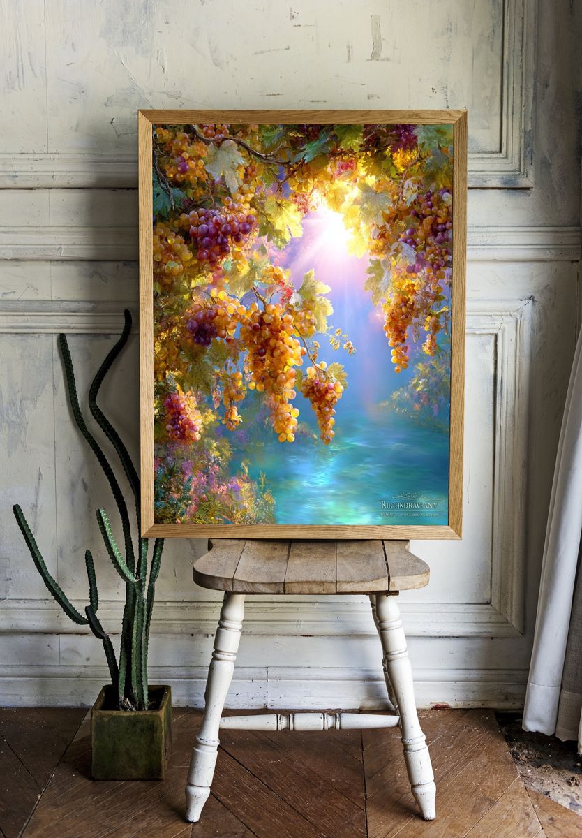 Sunlit Grape Vineyard Fantasy Print room preview