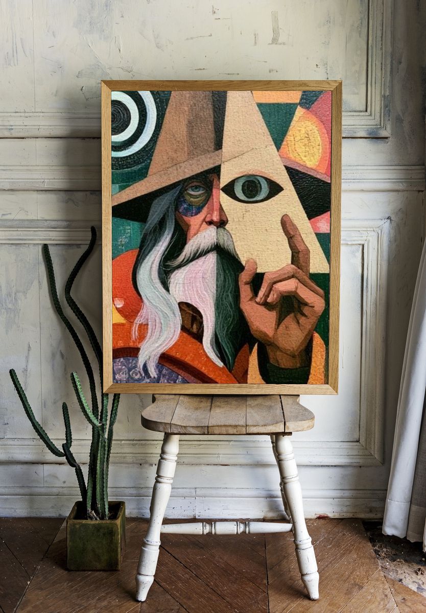Mystic Wizard Portrait Print. — room view 1