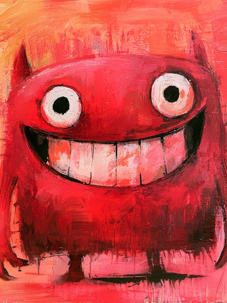 Red Monster Smile Illustration Poster. poster detail