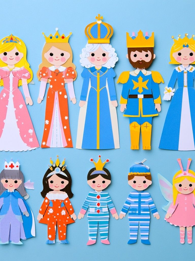 Paper Princess Characters Illustration Poster. poster — illustration art