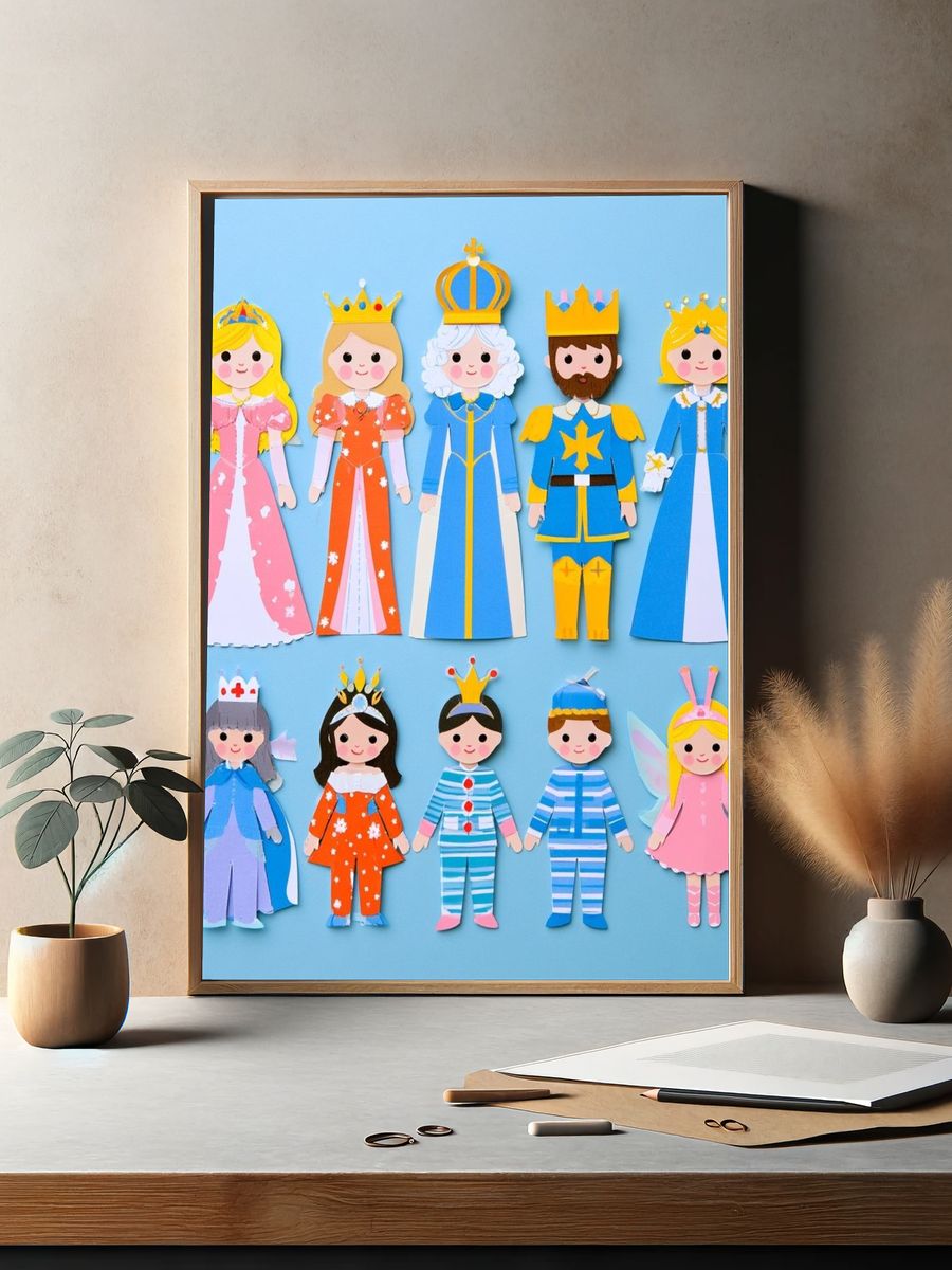 Paper Princess Characters Illustration Poster. — room view 2