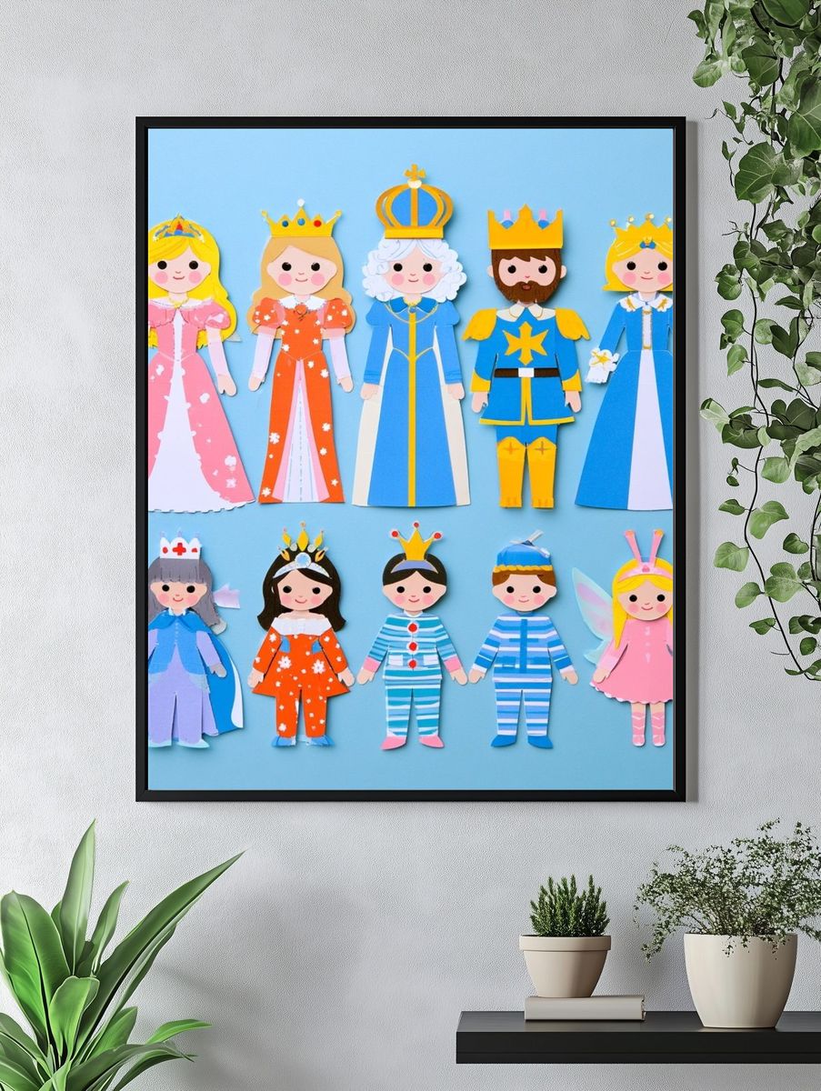 Paper Princess Characters Illustration Poster. — room view 4