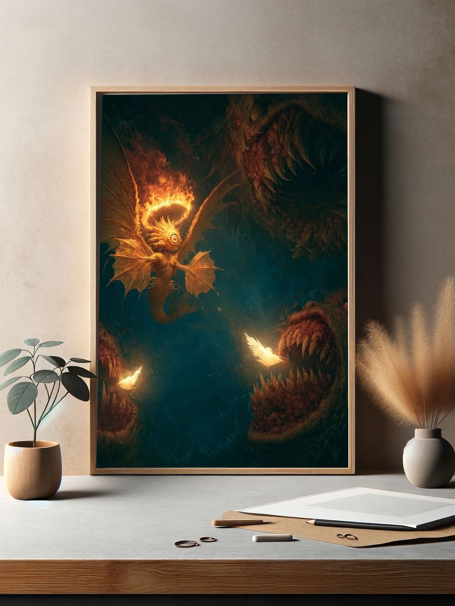 Fire Dragon Fantasy Print. — room view 2