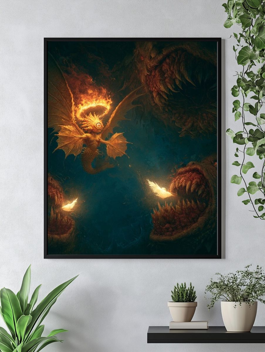 Fire Dragon Fantasy Print. — room view 4