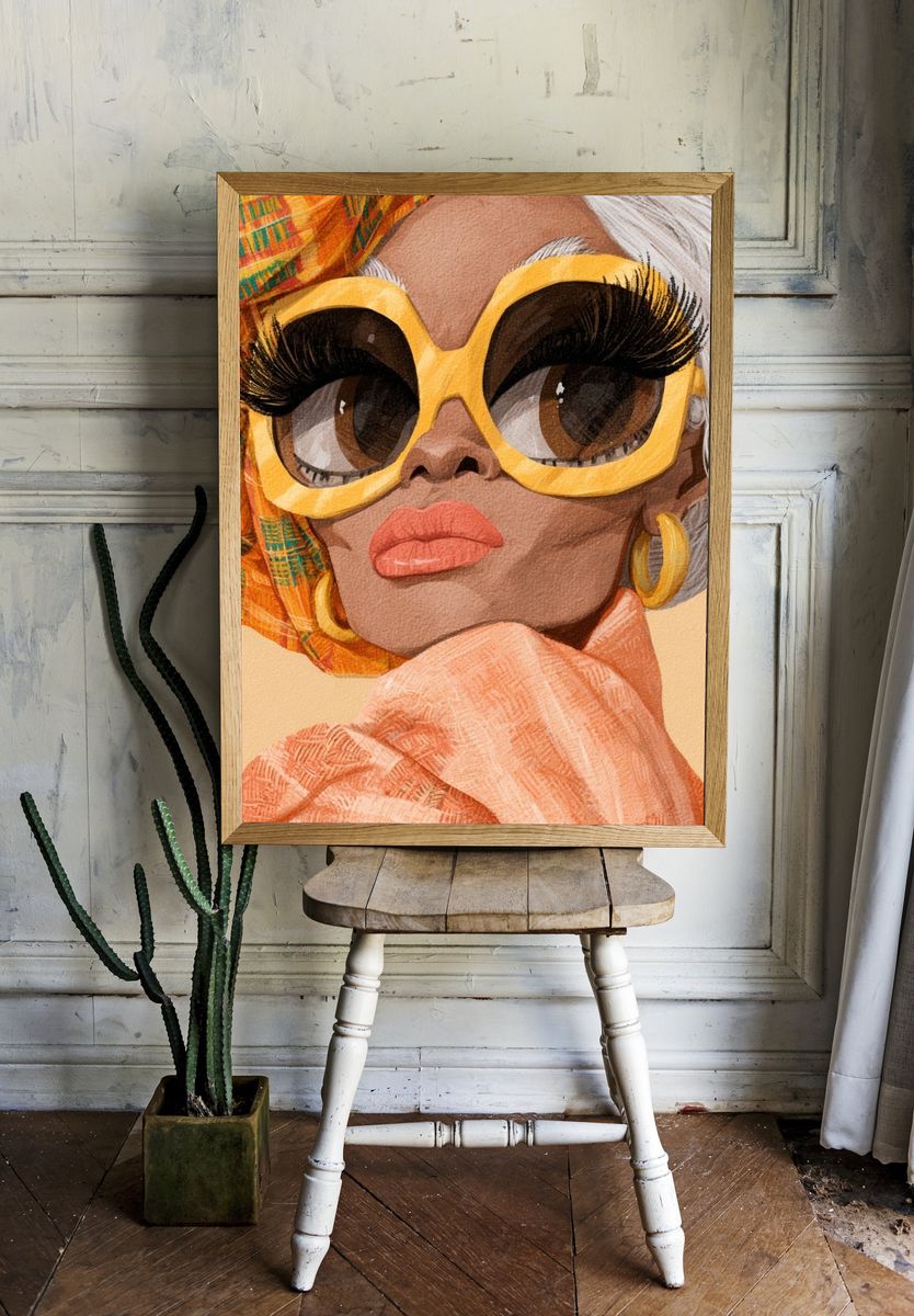 Stylish Portrait Illustration Poster. room preview
