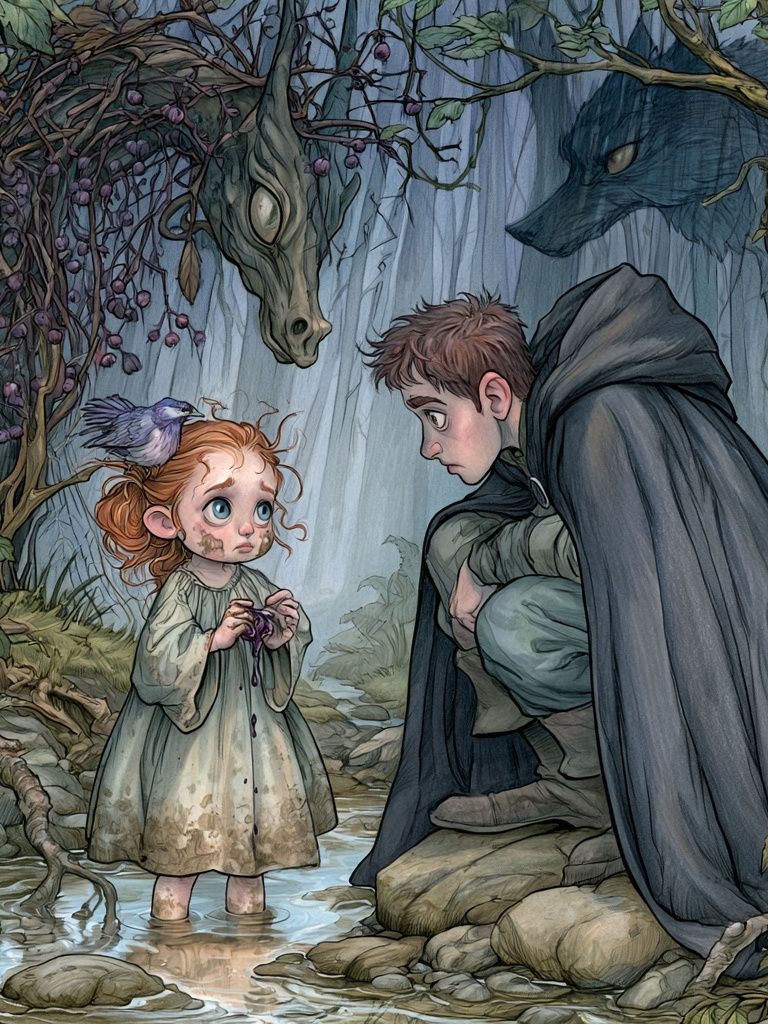 Forest Encounter Fantasy Illustration Poster. poster detail