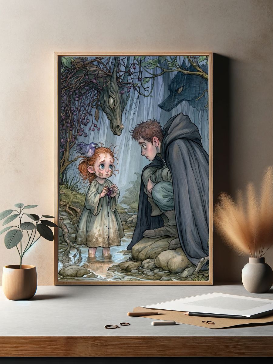 Forest Encounter Fantasy Illustration Poster. — room view 2