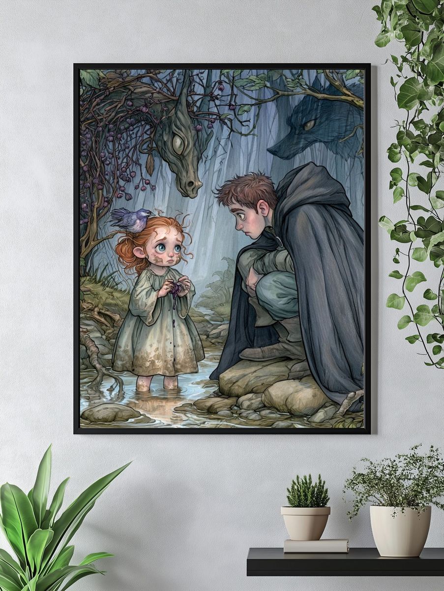 Forest Encounter Fantasy Illustration Poster. — room view 4