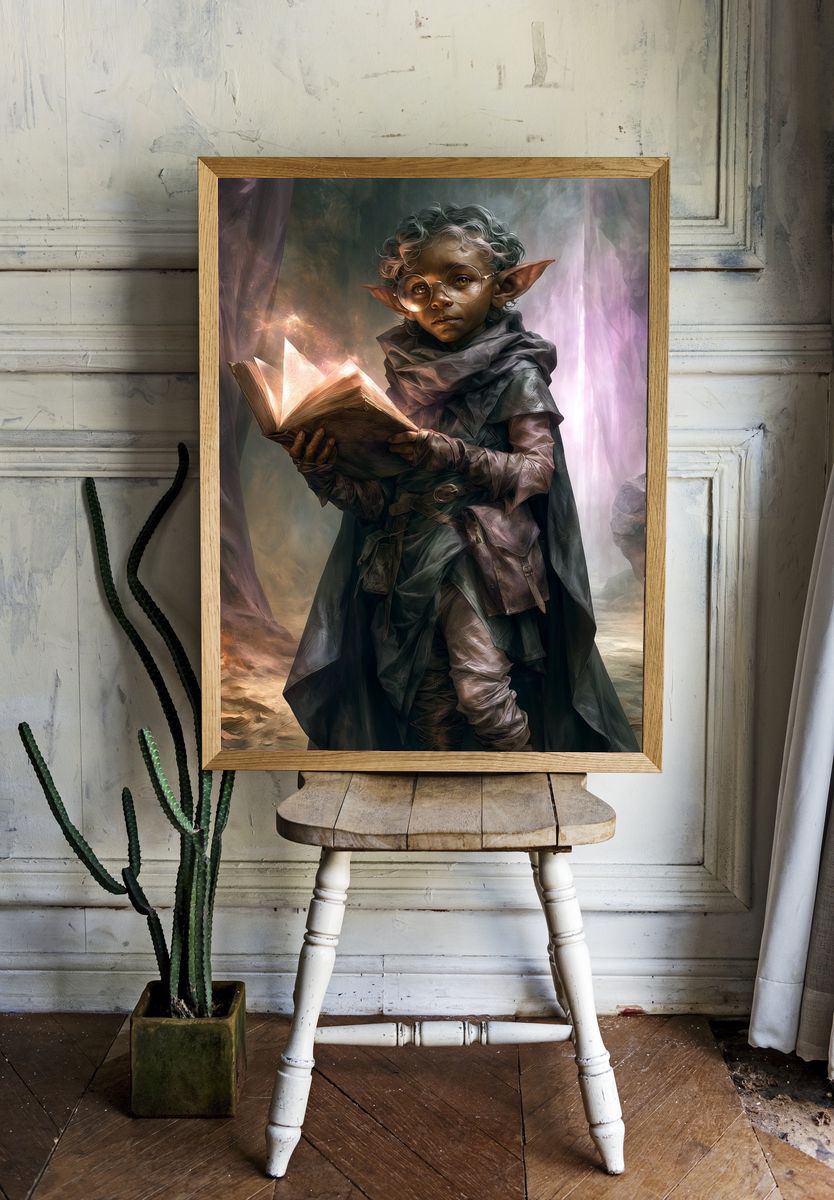 Fantasy Elf Child Digital Art Poster. room preview