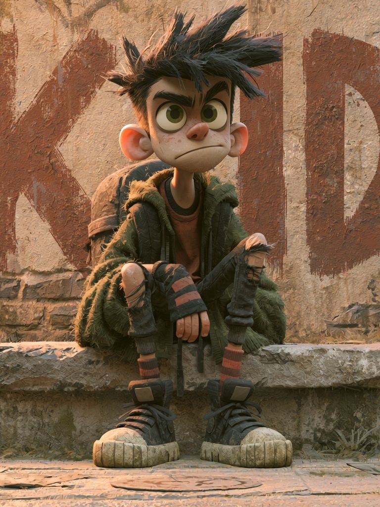 Animated Boy Character Illustration Poster. poster — illustration art