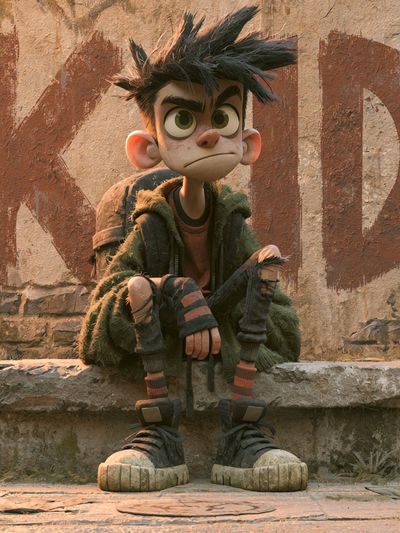 Animated Boy Character Illustration Poster. poster