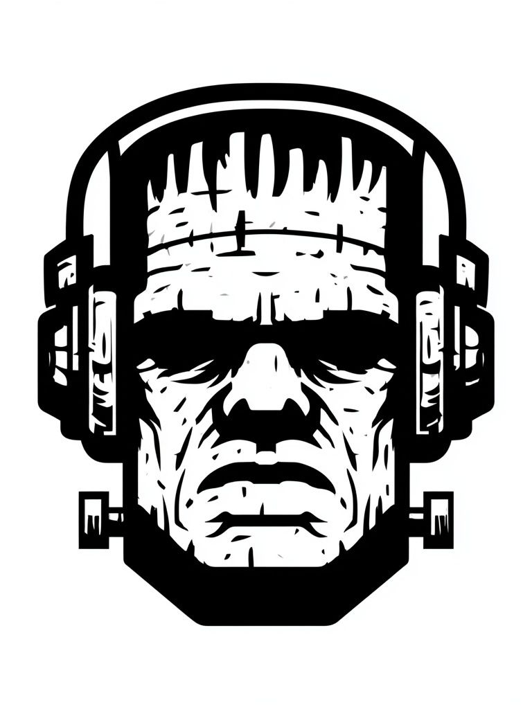 Frankenstein Headphones Typography Print. poster detail