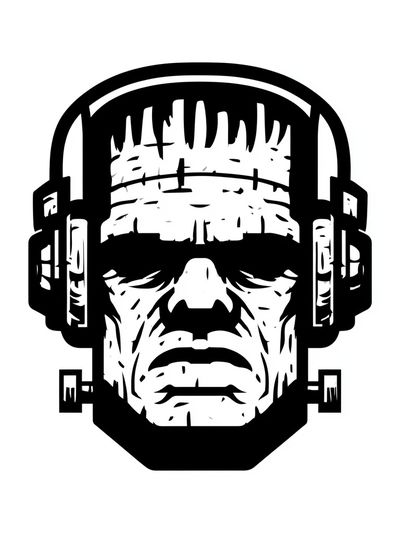 Frankenstein Headphones Typography Print.