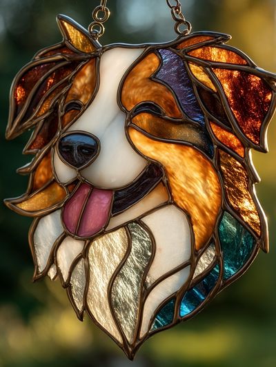 Stained Glass Collie Portrait Poster. poster