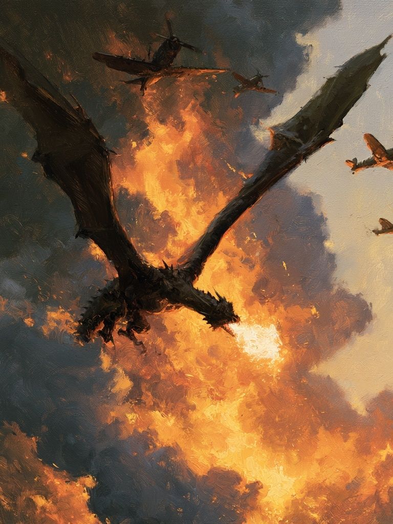 Dragon Battle in the Sky Poster. poster detail