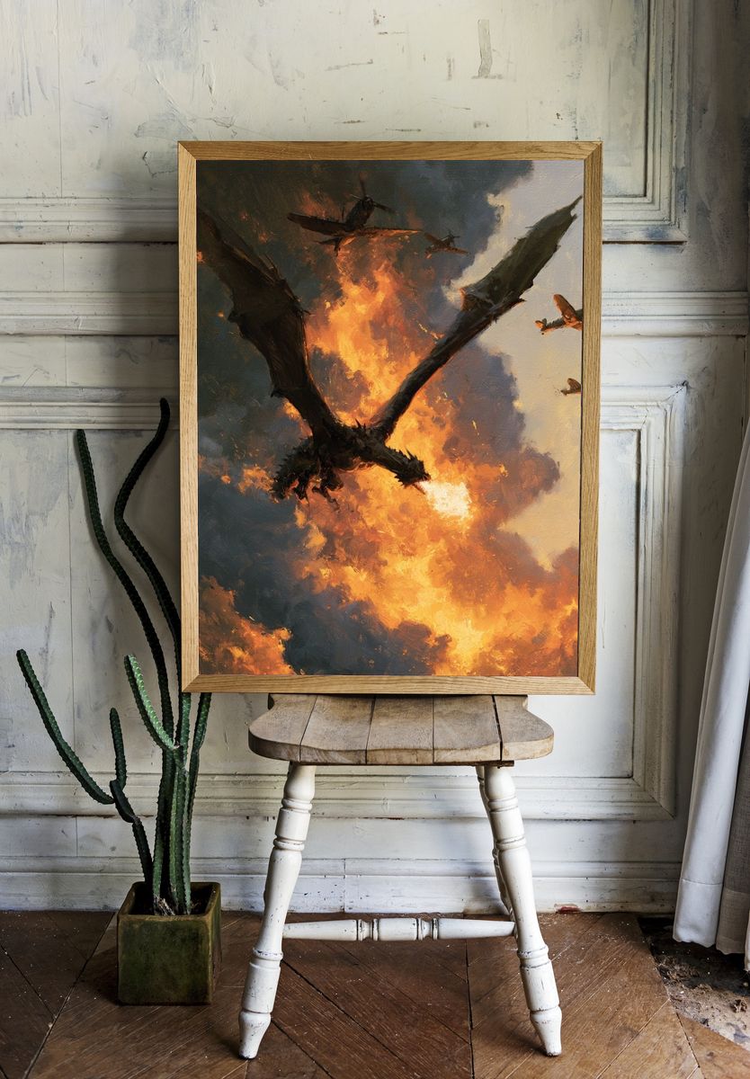 Dragon Battle in the Sky Poster. — room view 1