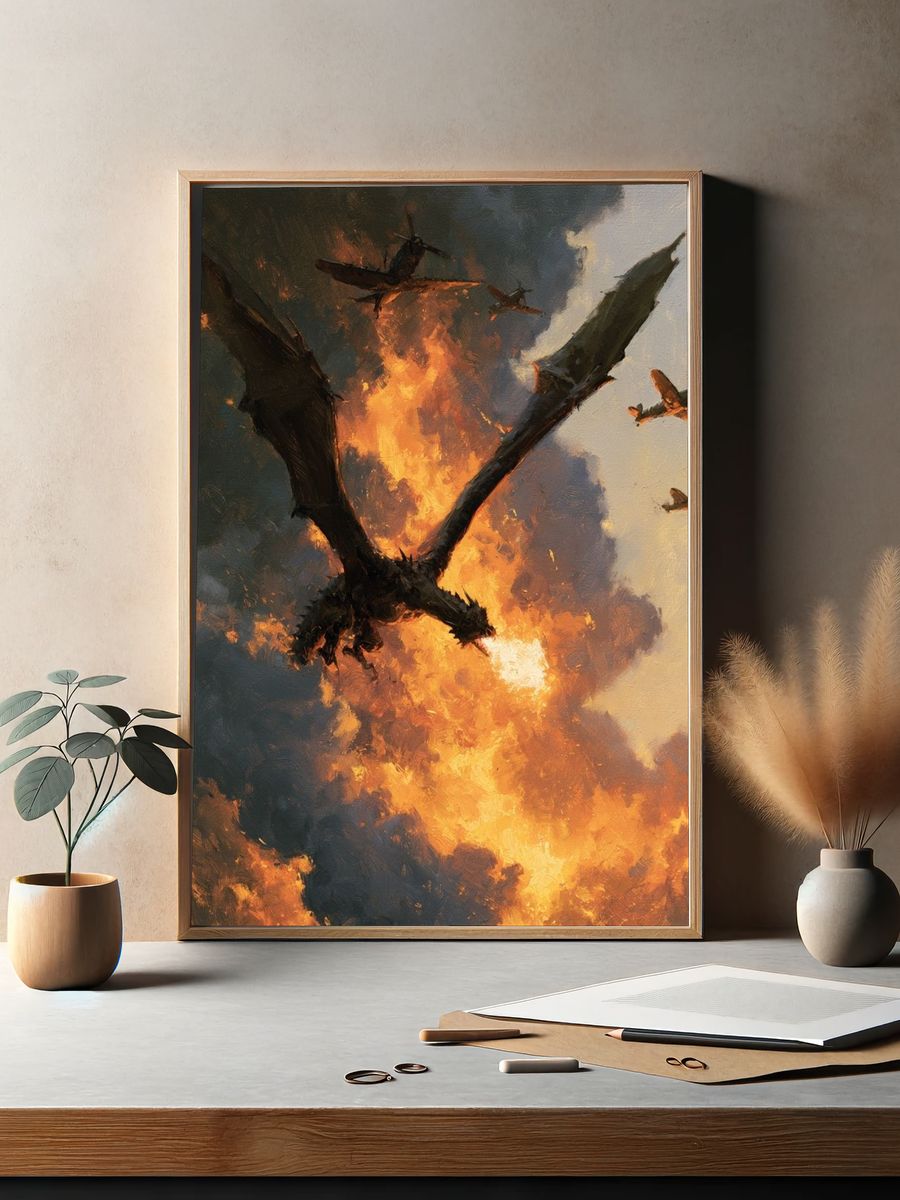Dragon Battle in the Sky Poster. — room view 2