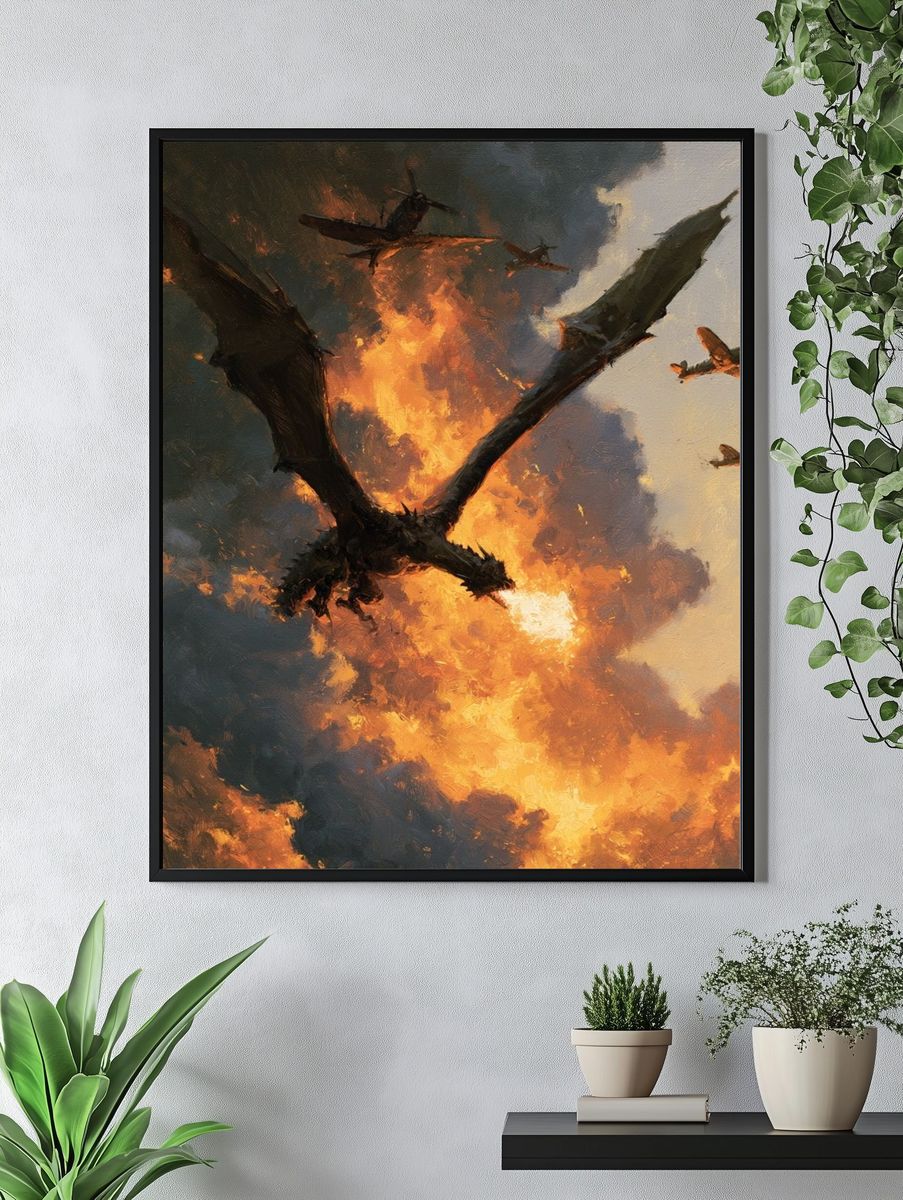 Dragon Battle in the Sky Poster. — room view 4