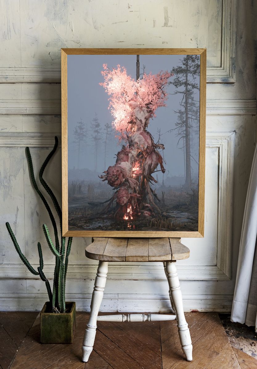 Surreal Blossom Tree Print. — room view 1