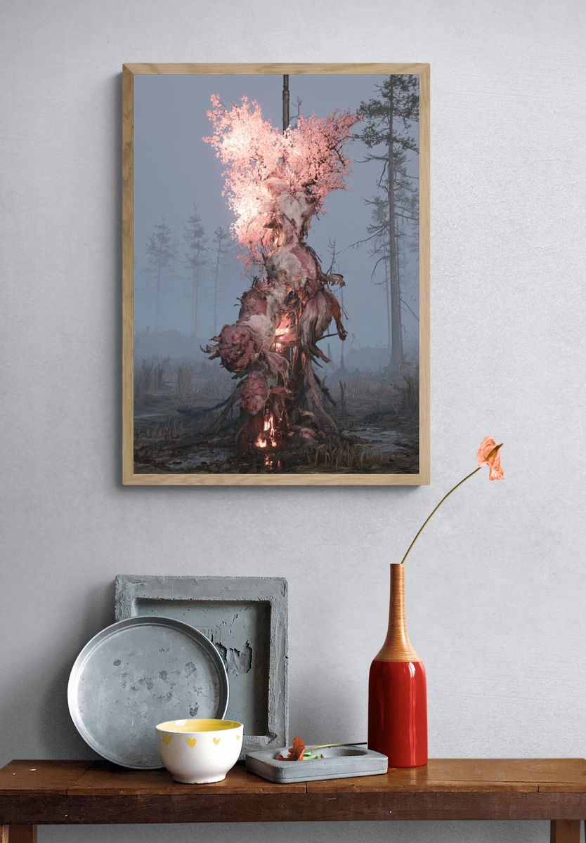 Surreal Blossom Tree Print. — room view 3