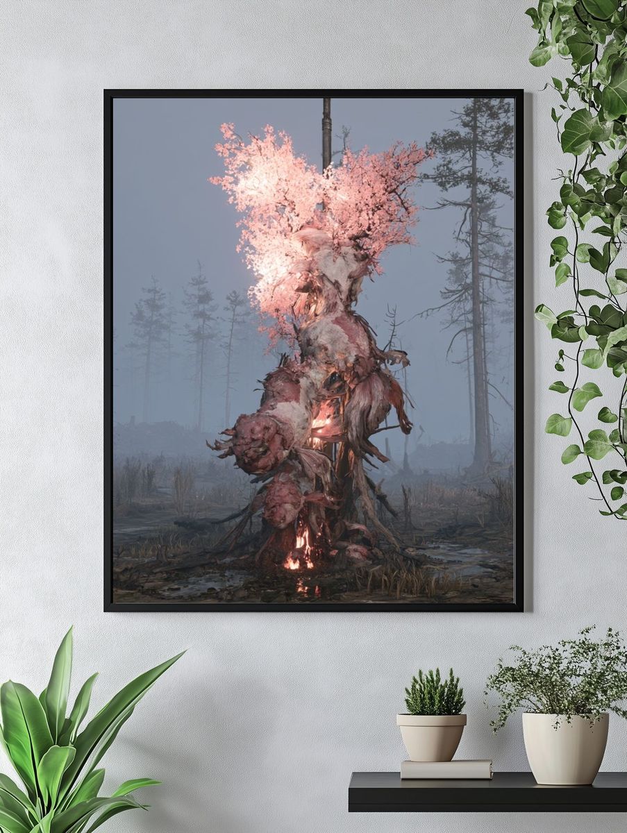 Surreal Blossom Tree Print. — room view 4