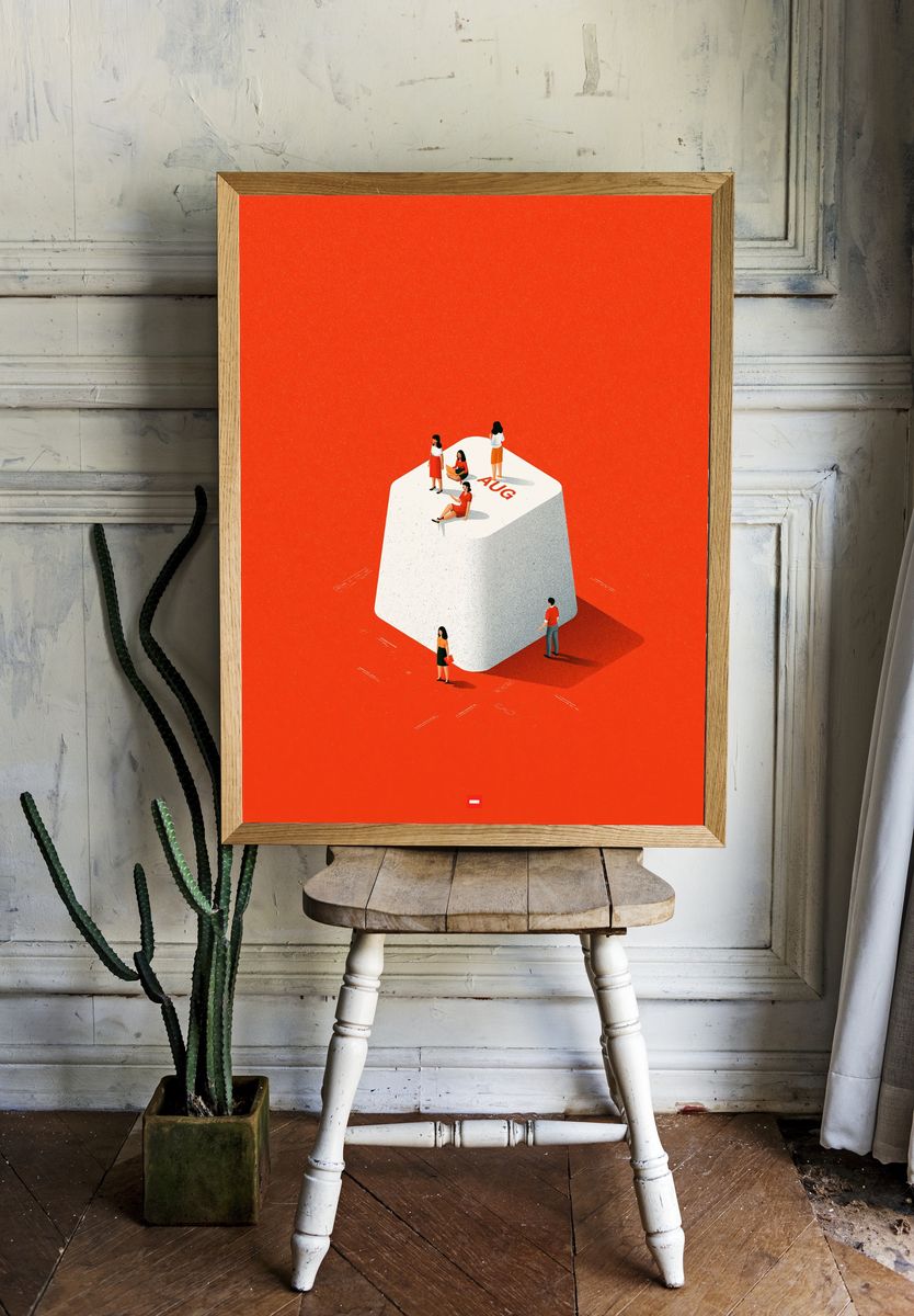August Calendar Illustration Poster. — room view 1