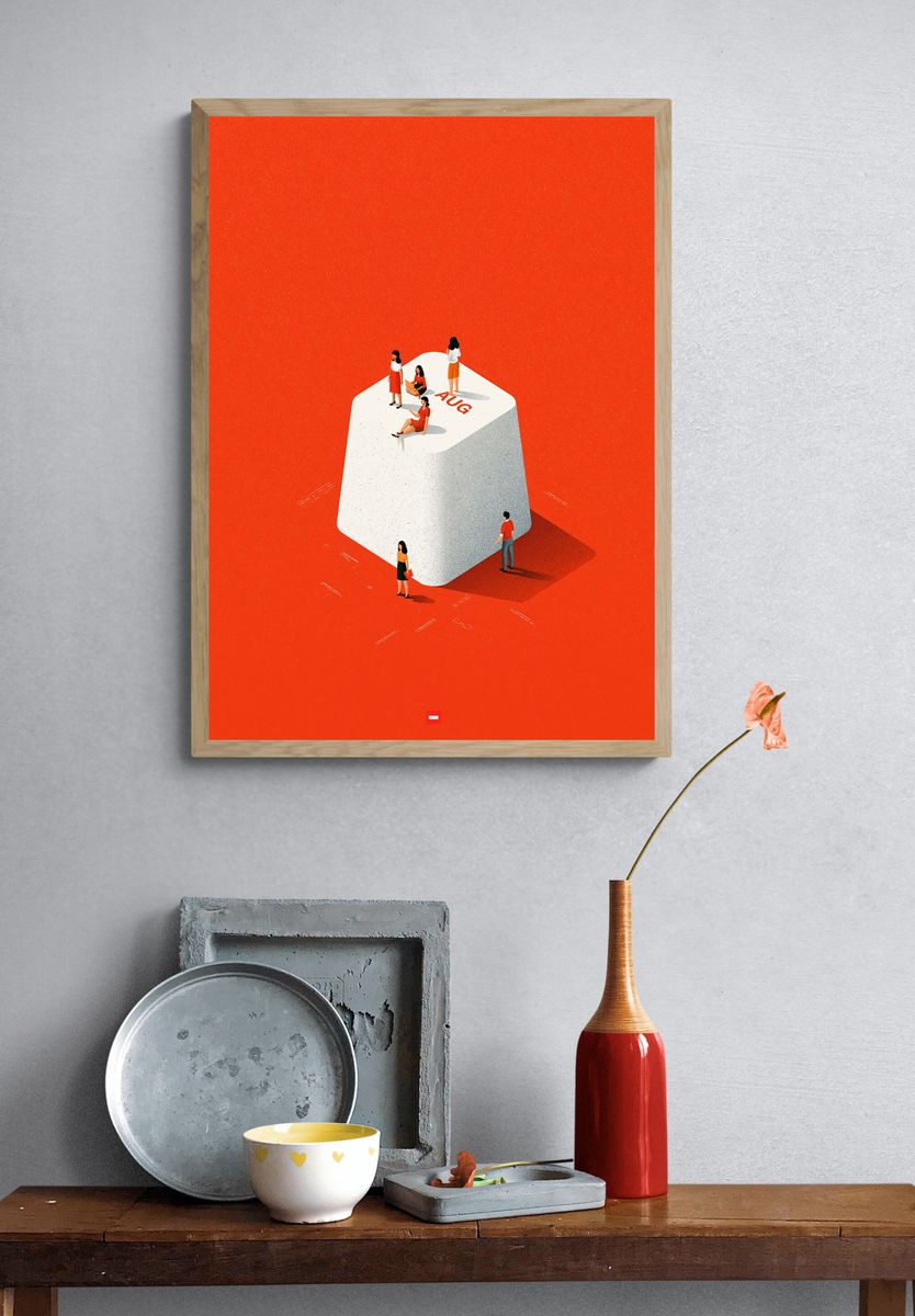 August Calendar Illustration Poster. — room view 3
