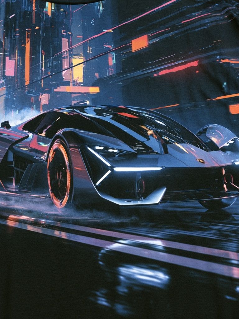 Neon Cyberpunk Supercar Poster. poster — illustration art
