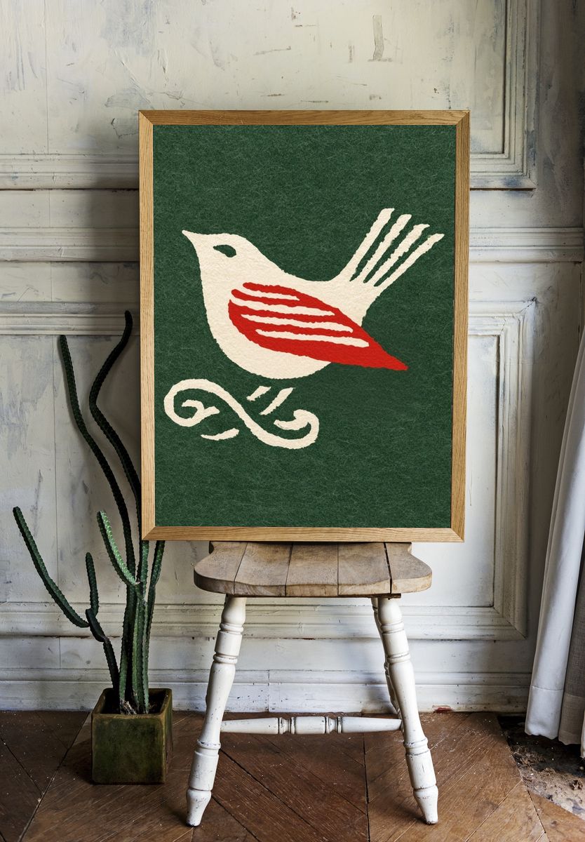 Folk Bird Illustration Poster. — room view 1