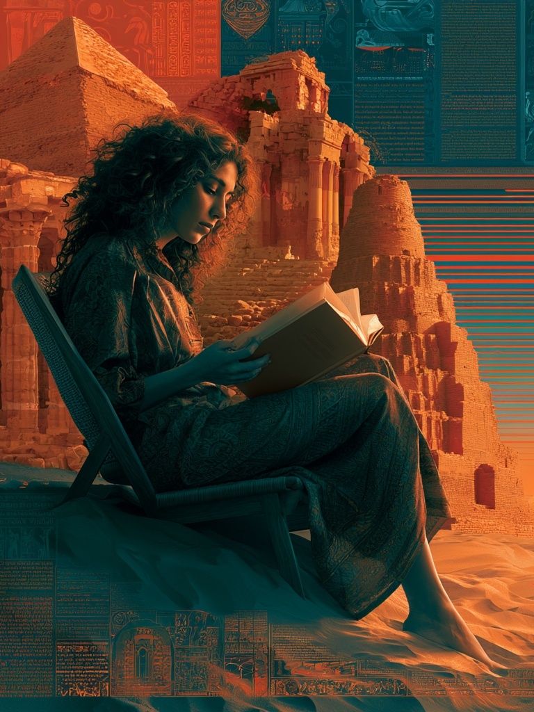 Desert Reader Surrealism Poster. poster detail