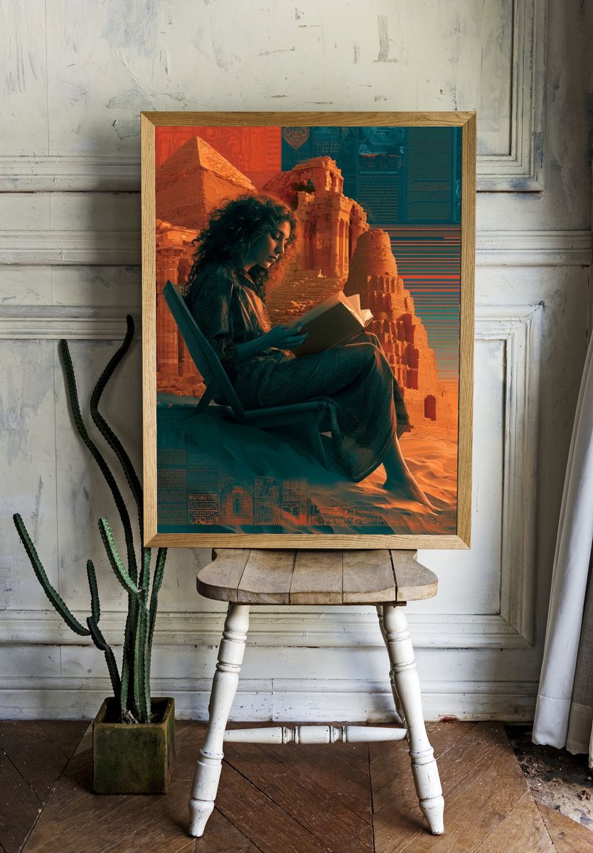 Desert Reader Surrealism Poster. room preview